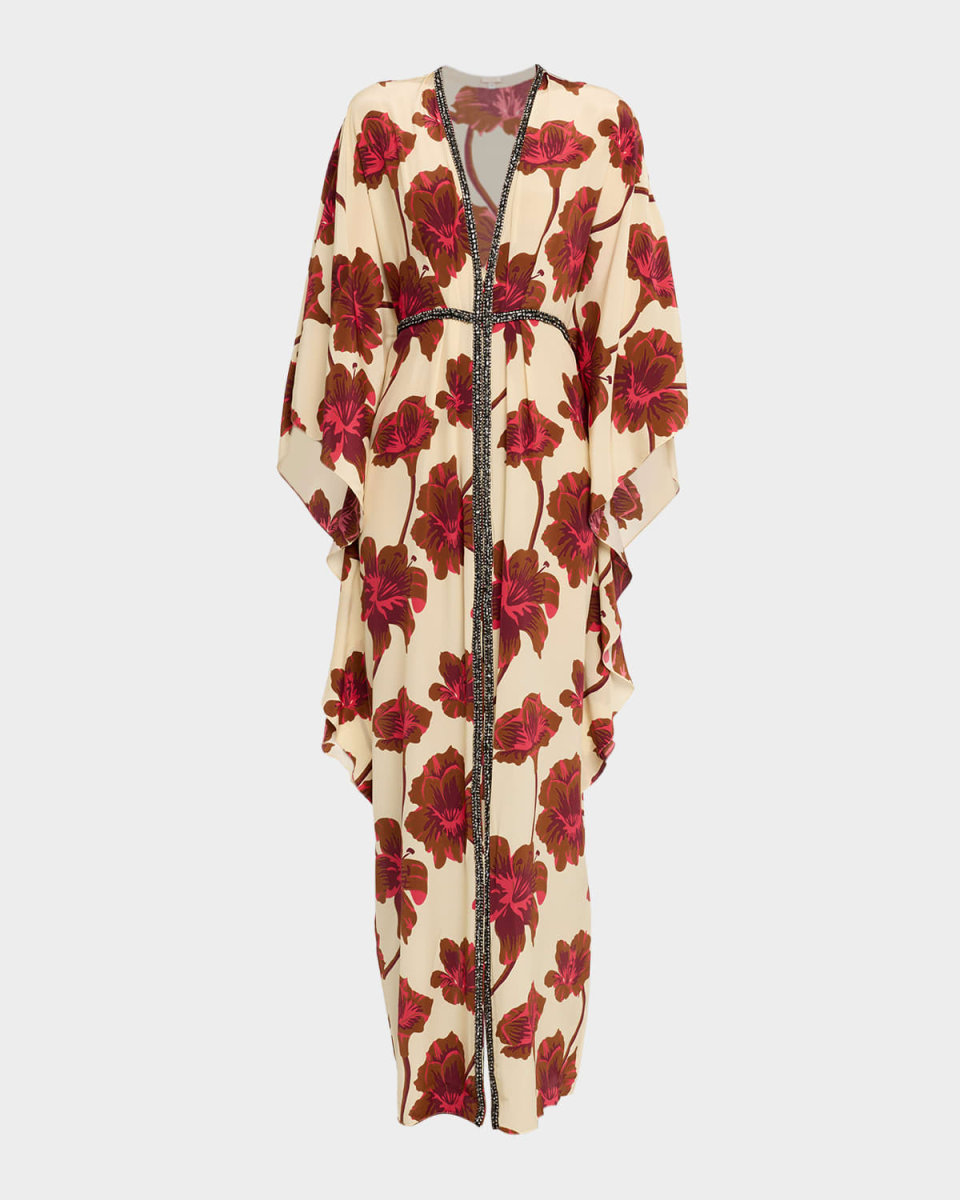 Hear The Wind Silk Drape-Sleeve Maxi Dress